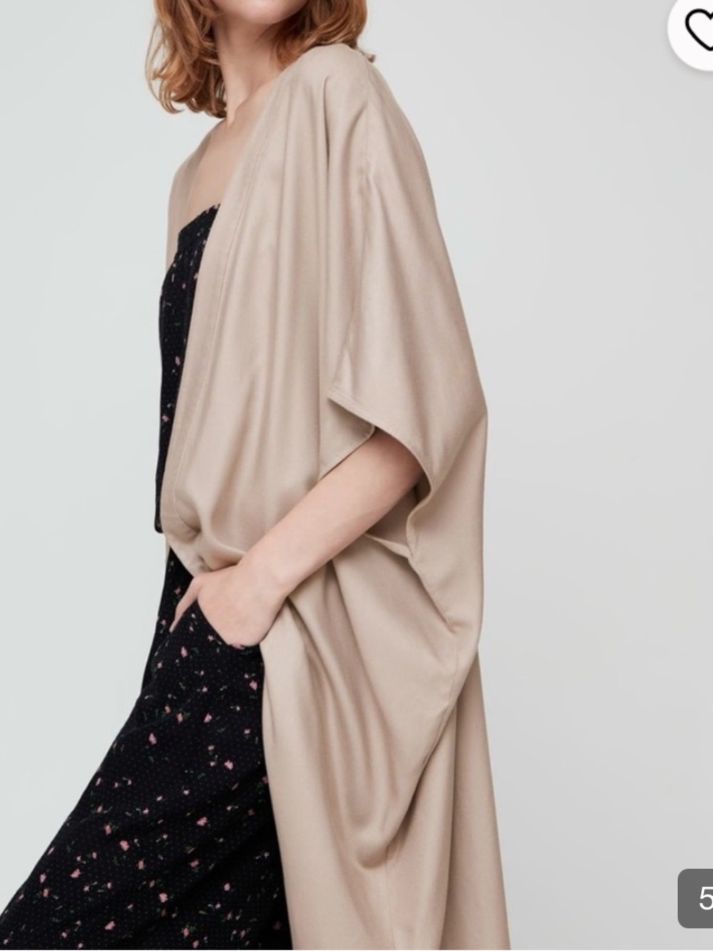ARITZIA SUNDAY BEST open front cardigan kimono style lightweight taupe oversized